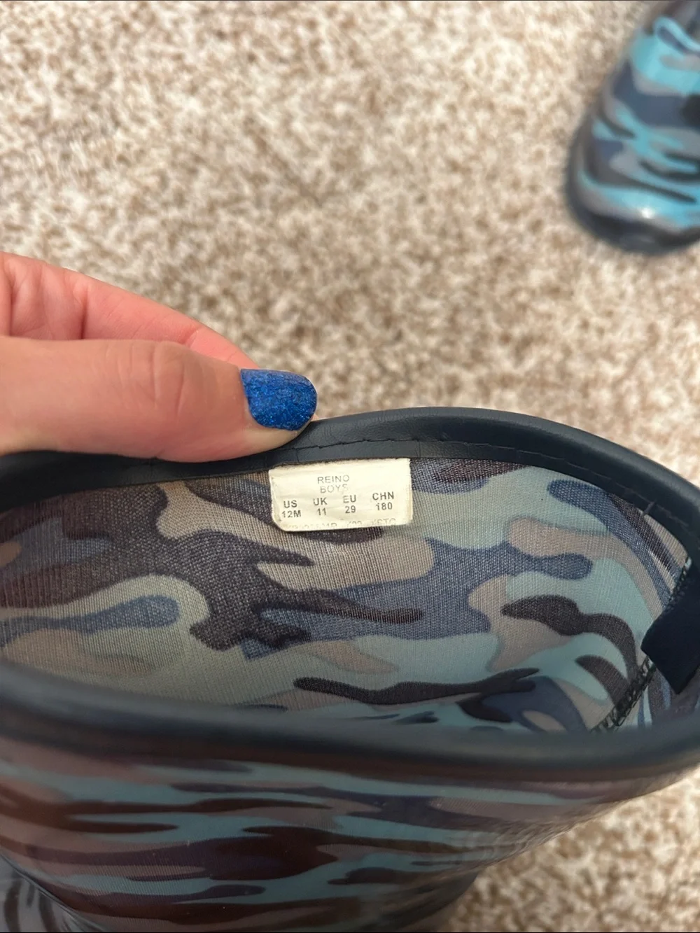 Stride Rite Kids Blue & Black Camo Rain Boots